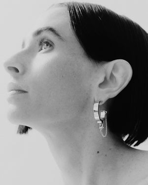 SAFETY CHAIN HOOP EARRINGS