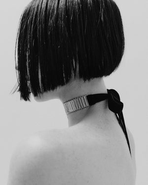 TWILL BAGUETTE COLLAR | PLATINUM VELVET