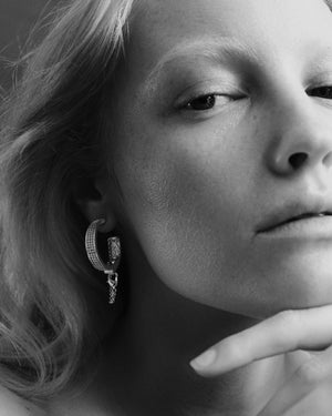 PAVÉ SAFETY CHAIN HOOP EARRINGS