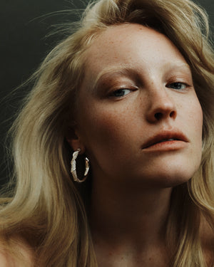 PAVÉ SCROLL HOOP EARRINGS