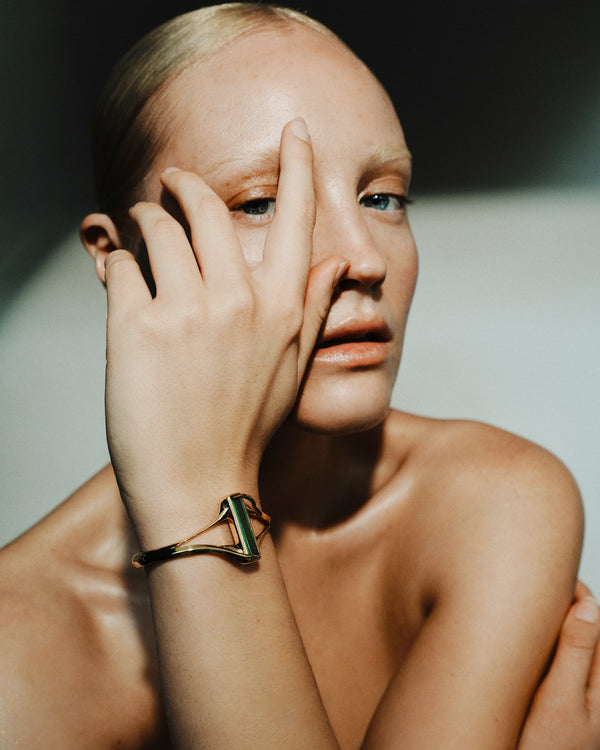 <p>frond split cuff bracelet</p><span>vintage tourmaline</span><span>circa 1980</span>