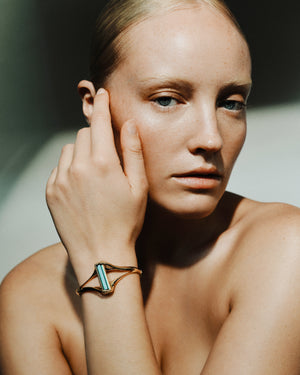 <p>frond split cuff bracelet</p><span>vintage tourmaline</span><span>circa 1980</span>