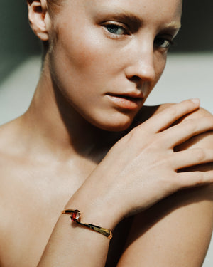 <p>frond spiral cuff bracelet</p><span>antique garnet</span><span>circa 1950</span>