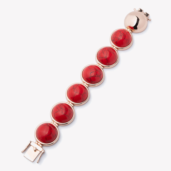 LARGE INLAID DOME BRACELET - RED AGATE