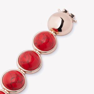 LARGE INLAID DOME BRACELET - RED AGATE