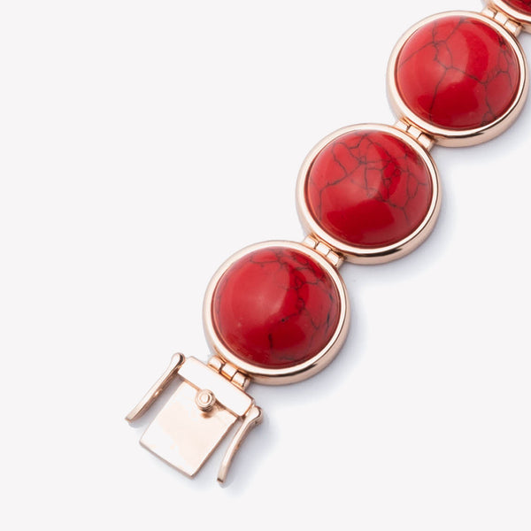 LARGE INLAID DOME BRACELET - RED AGATE
