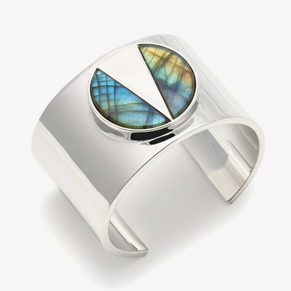 ROUND MEDALLION CUFF - LABRADORITE