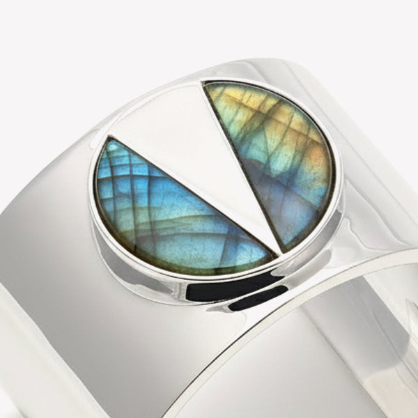 ROUND MEDALLION CUFF - LABRADORITE