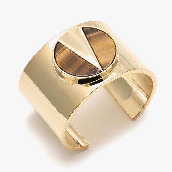 ROUND MEDALLION CUFF - TIGER EYE