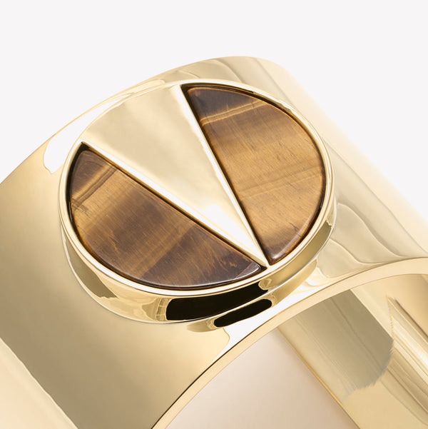 ROUND MEDALLION CUFF - TIGER EYE