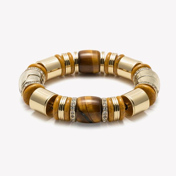 PAVÉ KEYSTONE BRACELET - TIGER EYE + JASPER