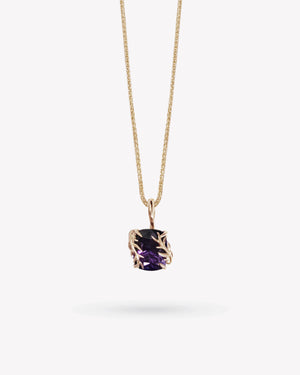 <p>frond pendant</p> <span> antique amethyst </span> <span> circa 1950</span>