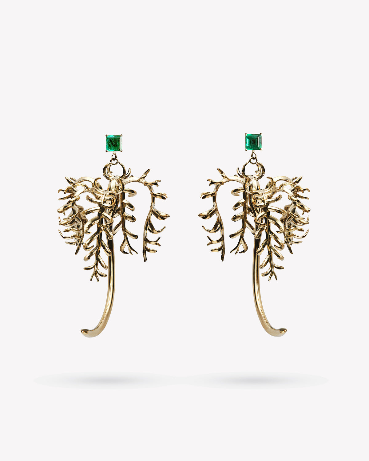 <p>palm earrings</p><span>antique emeralds</span><span>circa 1930</span>