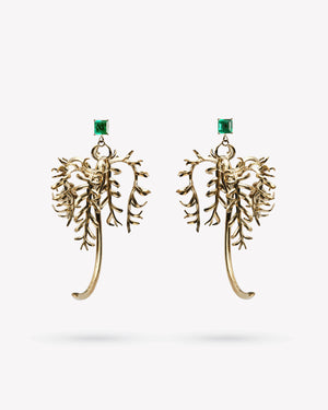 <p>palm earrings</p><span>antique emeralds</span><span>circa 1930</span>