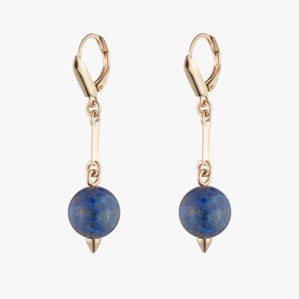 BEADED SPHERE DROP EARRINGS - LAPIS LAZULI