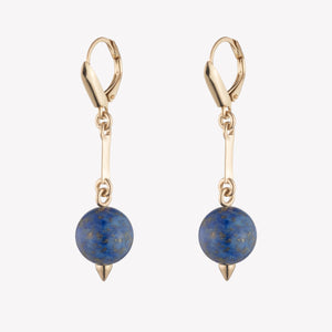 BEADED SPHERE DROP EARRINGS - LAPIS LAZULI