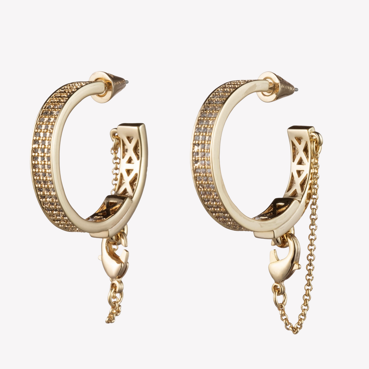 PAVÉ SAFETY CHAIN HOOP EARRINGS