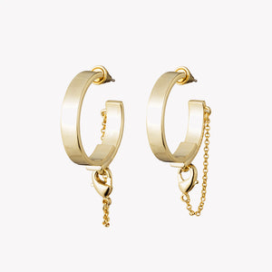 SAFETY CHAIN HOOP EARRINGS