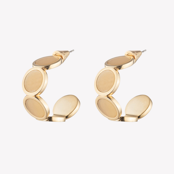 INLAID ROUND HOOPS - ARAGONITE