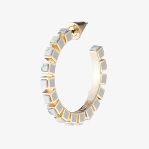 SMALL INLAID CUBE HOOPS - HOWLITE