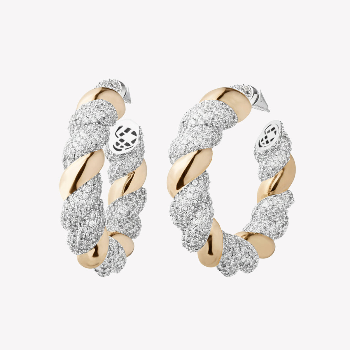 PAVÉ TORSADE HOOP EARRINGS | TWO TONE
