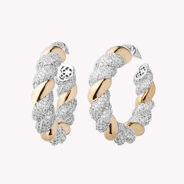 PAVÉ TORSADE HOOP EARRINGS | TWO TONE