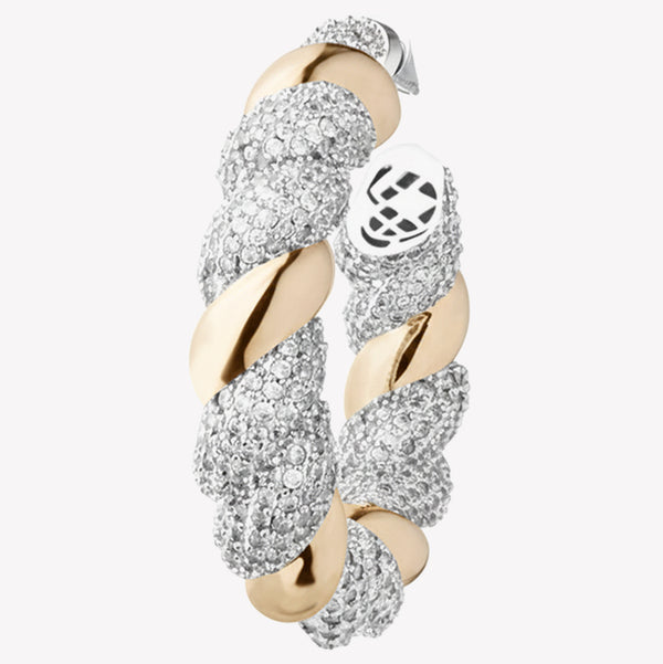 PAVÉ TORSADE HOOP EARRINGS | TWO TONE