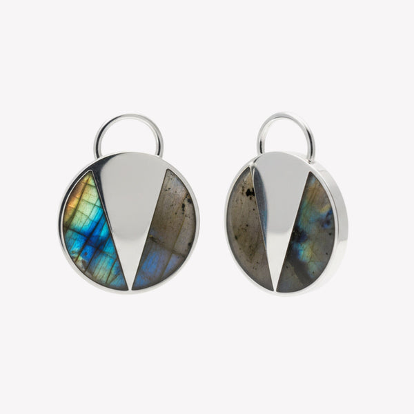 ROUND MEDALLION EARRINGS - LABRADORITE