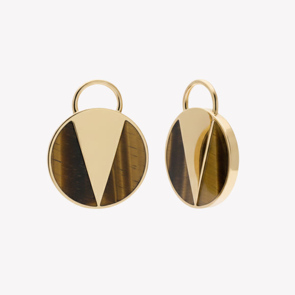 ROUND MEDALLION EARRINGS - TIGER EYE