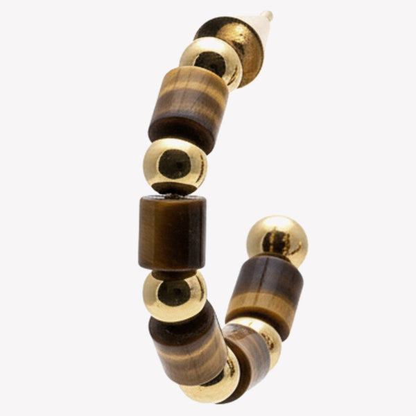 MARCY HOOP EARRINGS - TIGER EYE