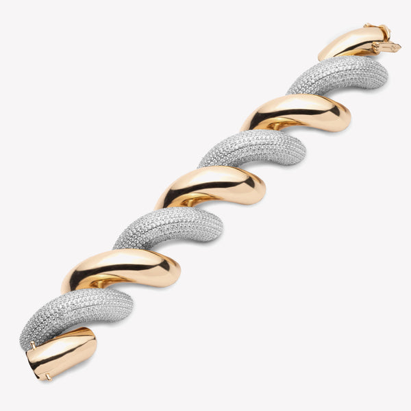 LARGE PAVÉ TORSADE BRACELET | TWO TONE