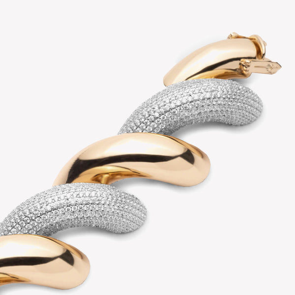 LARGE PAVÉ TORSADE BRACELET | TWO TONE
