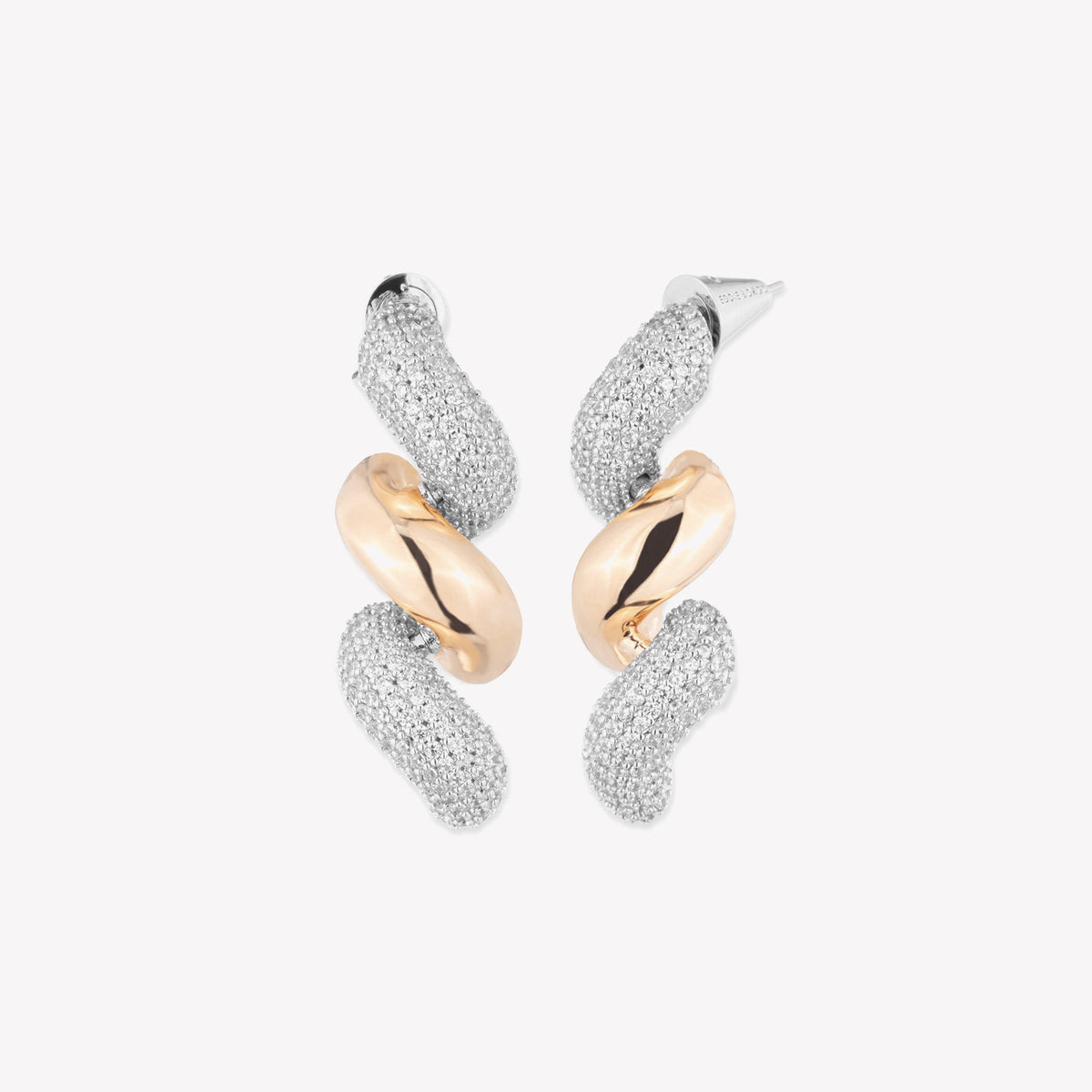 PAVÉ TORSADE DROP EARRINGS | TWO TONE
