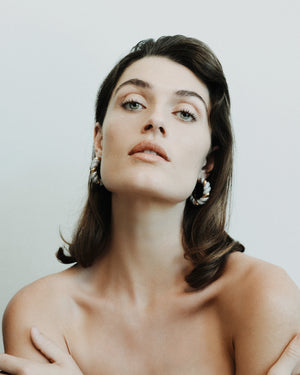 PAVÉ TORSADE HOOP EARRINGS | TWO TONE