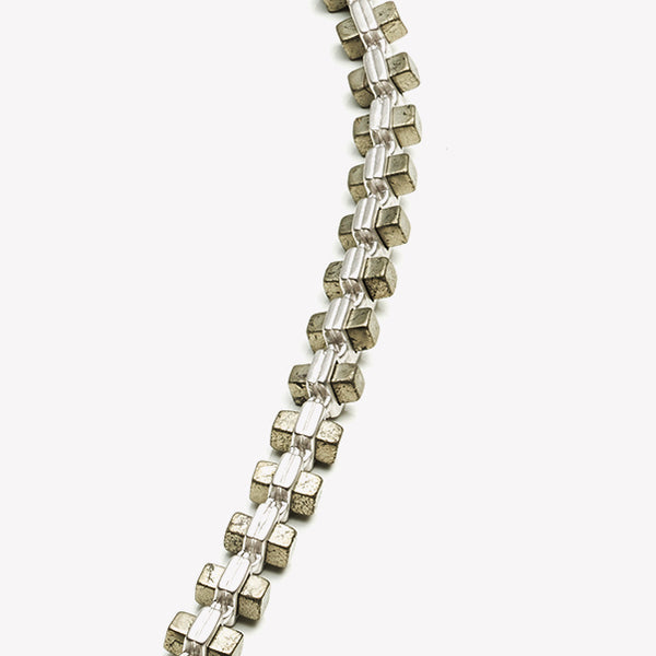 INLAID CUBE NECKLACE - PYRITE