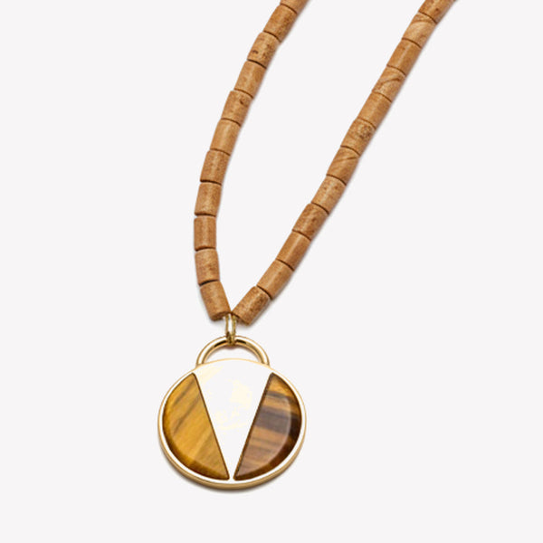 ROUND MEDALLION NECKLACE - TIGER EYE + JASPER