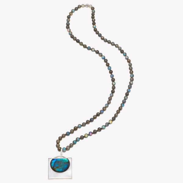 SQUARE MEDALLION NECKLACE - LABRADORITE