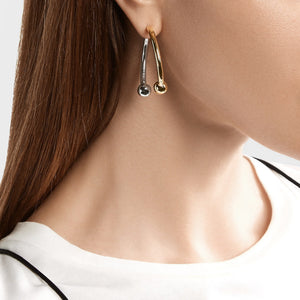 BARBELL HOOP EARRINGS  |  TWO TONE
