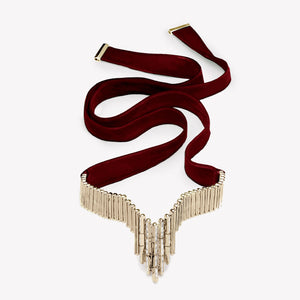TWILL BAGUETTE COLLAR | RUBY VELVET