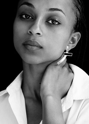 INLAID CROSSBAR EARRINGS - JADE