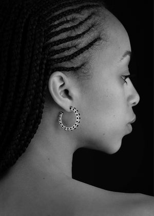 SMALL INLAID CUBE HOOPS - CARNELIAN