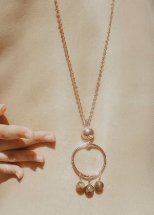 BEADED BARBELL PENDANT - TIGER EYE