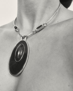 INLAID CABOCHON NECKPIECE - DALMATIAN JASPER