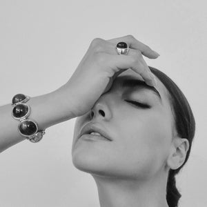 LARGE INLAID DOME BRACELET - CARNELIAN