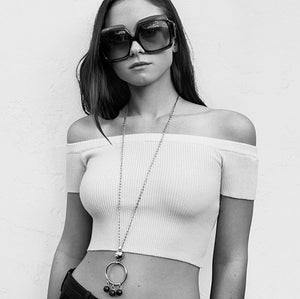 BEADED BARBELL PENDANT - TIGER EYE