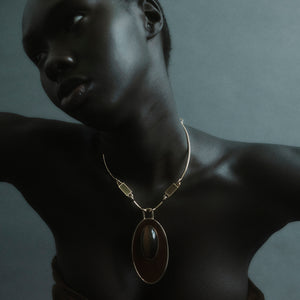 INLAID CABOCHON NECKPIECE - TIGER EYE