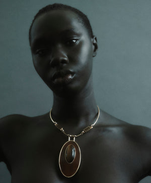 INLAID CABOCHON NECKPIECE - TIGER EYE