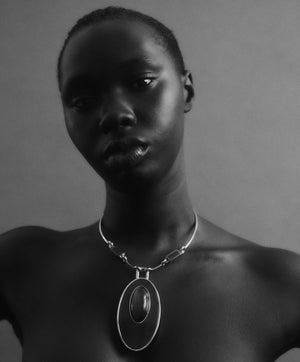 INLAID CABOCHON NECKPIECE - MALACHITE