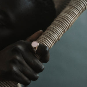 INLAID SIGNET RING - ROSE QUARTZ