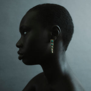 GRADUATED PYRAMID EARRINGS - MALACHITE